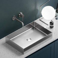 Karag SATURN Brushed Steel BB9812-BS Επικαθήμενος Νιπτήρας Μπάνιου Inox 55x38x10cm Ασημί