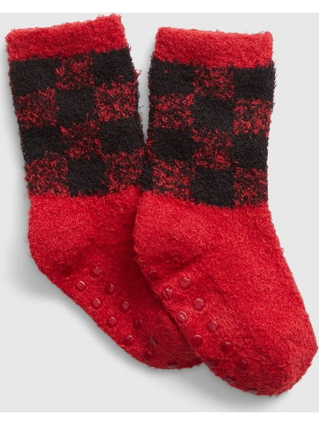 Κόκκινο Νηπιακές Ανακυκλωμένες Cozy Holiday Κάλτσες buffalo plaid