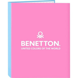 Φάκελος δακτυλίου Benetton Spring Ροζ Sky μπλε A4 26.5 x 33 x 4 cm