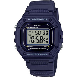 Casio Standard Ψηφιακό Ανδρικό Ρολόι Χρονογράφος με Μπλε Καουτσούκ Λουράκι W-218H-2AVEF