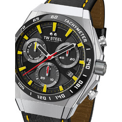 TW Steel Ανδρικό Ρολόι Χρονογράφος με Μαύρο Δερμάτινο Λουράκι CE4071