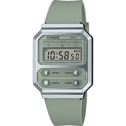 Casio Vintage Ψηφιακό Ανδρικό Ρολόι Χρονογράφος με Λαδί Καουτσούκ Λουράκι A100WEF-3AEF