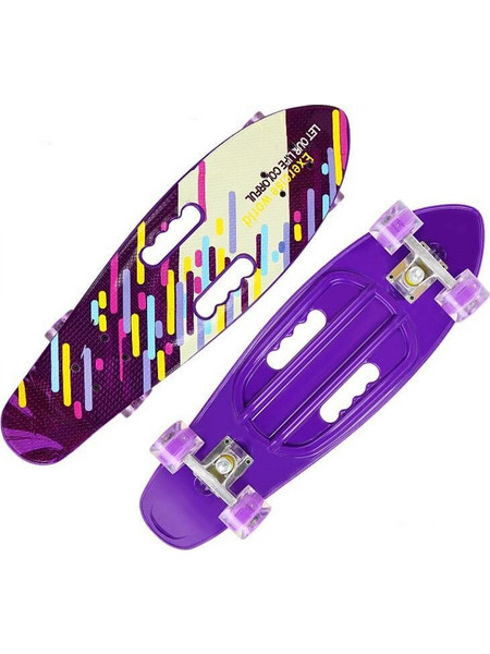 Skate Board Fish Professional Με Flash Στους 4 Τροχους Light Purple