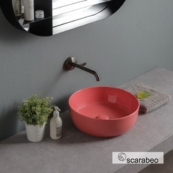 Scarabeo Glam Επικαθήμενος Νιπτήρας Μπάνιου Στρογγυλός Πορσελάνης 39x14cm Φούξια 502-1807-820