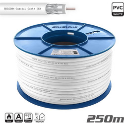 Edision Καλώδιο Coaxial ICX-250 CCS AL Eca PVC Λευκό 250m