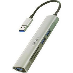 Andowl Q-HU3B USB Hub 3.0 USB-A με 5 Θύρες USB-A / Card Reader