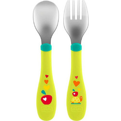 Chicco Mix & Match Cutlery Σετ Παιδικό Πιρούνι & Κουτάλι 18m+ Πράσινο 2τμχ