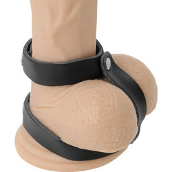 Darkness Adjustable Leather Penis & Testicles Ring Ρυθμιζόμενα Δαχτυλίδι Πέους & Όρχεων Μαύρο