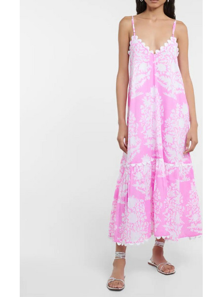 JULIET DUNN - S22JD5053 Sash Bow Back Midi Dress In Palladio Print - Lined