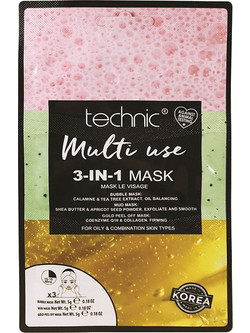 Technic Multi Use 3-In-1 Sheet Μάσκα Προσώπου για Καθαρισμό & Ακμή με Πράσινο Τσάι