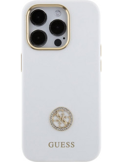 Θήκη Apple iPhone 15 Pro - Guess 4g Strass Logo Collection Case - Λευκό