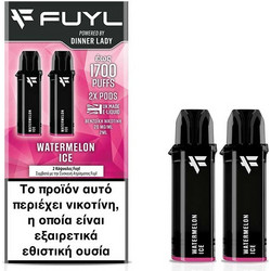 Dinner Lady Watermelon Ice Fuyl Disposable Prefilled Pods 20mg 850 Puffs (Πεπόνι, Καρπούζι & Πάγος) (2 τεμ.)