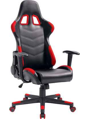 Woodwell BF9150 Καρέκλα Gaming Δερματίνης με Ρυθμιζόμενα Μπράτσα Μαύρη Κόκκινη ΕΟ541,1