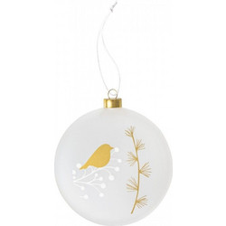 Χριστουγεννιάτικο Στολίδι Frosted Bauble Robin LBTRD0092375 10cm White-Gold Raeder
