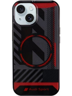 Audi IML Sport MagSafe Case iPhone 15 / 14 Plus Plus 6.7" black/black hardcase AU-IMLMIP15M-RSQ/D2-BK