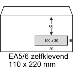 Λευκός Φάκελος Αλληλογραφίας με Παράθυρο EA5/6 110mm x 220mm (500-συσκευασία)