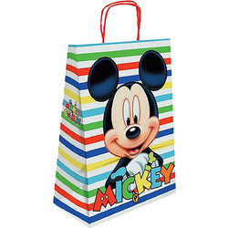 Τσάντα δώρου χάρτινη mickey άσπρη με ρίγες (32cm) 32x24x10cm Disney