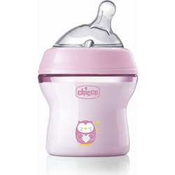Chicco Natural Feeling Πλαστικό Μπιμπερό με Θηλή Σιλικόνης κατά των Κολικών 0m+ Owl 150ml