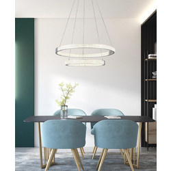 Sunlight D88070/2 SLV Κρεμαστό Φωτιστικό Οροφής με Κρύσταλλα Πολύφωτο LED Ασημί