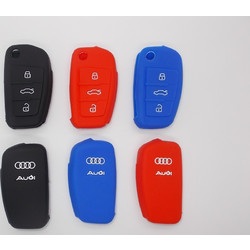 Προστατευτική θήκη τηλεχειριστηρίου AUDI με 3 κουμπιά από σιλικόνη Μαύρο/Μπλε/Κόκκινο
