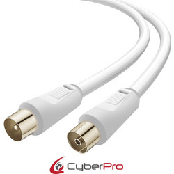 CyberPro Καλώδιο Κεραίας Coax Male to Coax Female 5m White CP-TVPAL050W