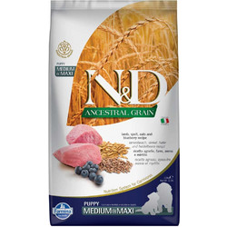 Farmina N&D Ancestral Grain Medium & Max Puppy with Lamb, Spelt, Oats & Blueberry 12kg