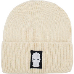 Ghetto Mask Embroidery Logo Warm Winter Beanie | Unisex Ivory