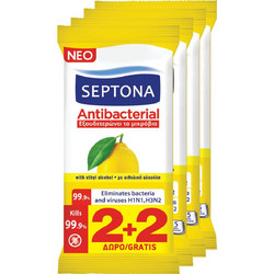 Septona Αντισηπτικά Μαντηλάκια Χεριών Λεμόνι 4x15τμχ