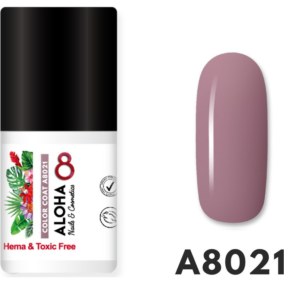 Aloha Color Coat A8021 Ροζ Σάπιο Μήλο Ημιμόνιμο Βερνίκι Νυχιών 8ml