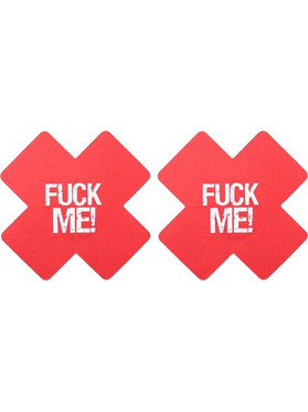 FUCK ME! Cross Nipple Stickers Red