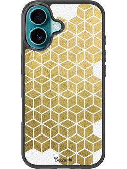 Gold Cubes Θήκη Κινητού Σχέδιο 50038 - iPhone, iPhone 16, Premium Leather Feel Case