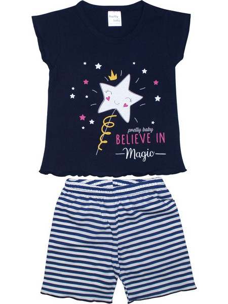 Pretty Baby Magic Παιδική Πιτζάμα Βαμβακερή Καλοκαιρινή Navy Μπλε 65530