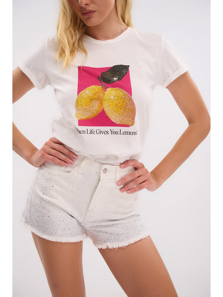 T-shirt με Print Λεμόνια DEJAVU