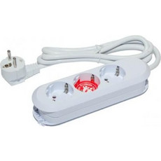 Bachmann BM-387.270R Extension Cord Schuko X 3 Connection Via Schuko T 1.5 M Cable Unprotected White Green Stamp 0.18