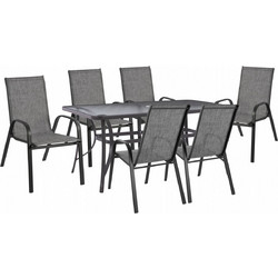 HomeMarkt Σετ Τραπεζαρία Κήπου 7τμχ Γκρι HM11471