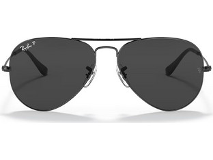 Ray-Ban RB3025 002/48 Ανδρικά Γυαλιά Ηλίου Aviator Μεταλλικά Μαύρα με Μαύρος Polarized Φακό