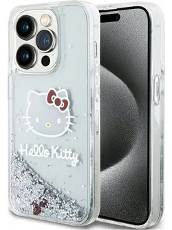 Hello Kitty Liquid Glitter Charms Kitty Head case for iPhone 14 Pro - silver - (Hel000024-0)