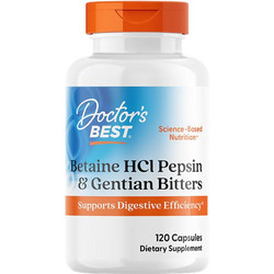 Doctor's Best Betaine HCL Pepsin & Gentian Bitters Πεπτικό Βοήθημα 120 Κάψουλες