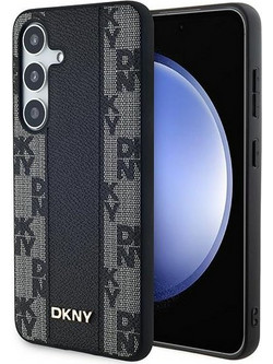 DKNY Leather Checkered Mono Pattern MagSafe case for Samsung Galaxy S24+ - black