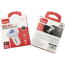 Inkax CA-05 Car Charger with 2 USB Ports - Color: White