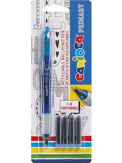 Carioca Primary Σετ Στυλό Διαρκείας 1mm Μπλε 5τμχ + 4 μελάνια