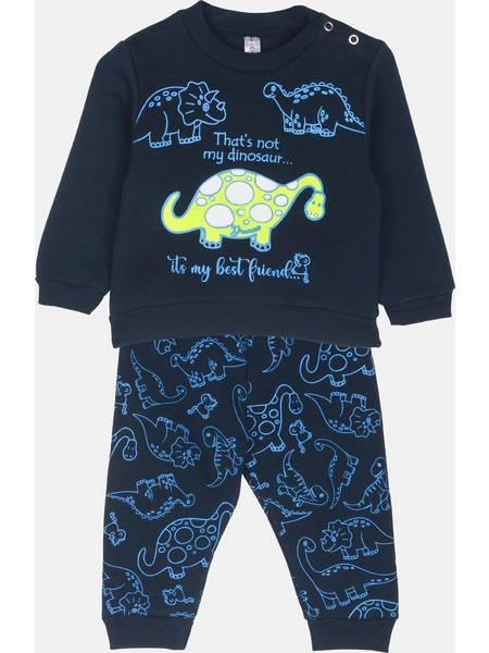 Dreams Dinosaur Allover Μαύρο Σετ Χειμερινή Πιτζάμα για Αγόρι 2572103-Black