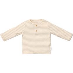Little Dutch Μπλουζάκι μακρυμάνικο με κουμπάκια Soft Beige Stripe