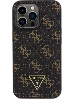 Θήκη GUESS για iPhone 14 Pro (Μεταλλικό λογότυπο 4G με τριγωνικό σχέδιο) Μαύρη