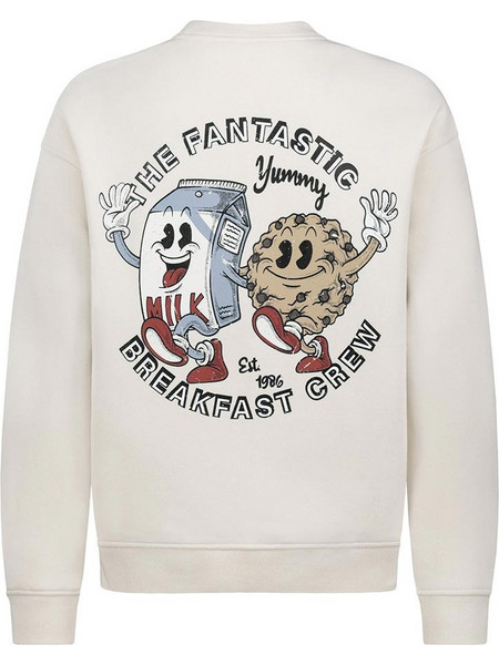 Sublevel The Fantastic Breakfast Unisex Sweatshirt Ivory H10608BC21478-22000