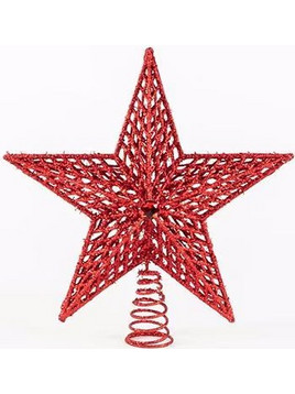 Eurolamp Κορυφή Δέντρου 29.5x33cm Αστέρι Με Glitter Κόκκινο 600-44939