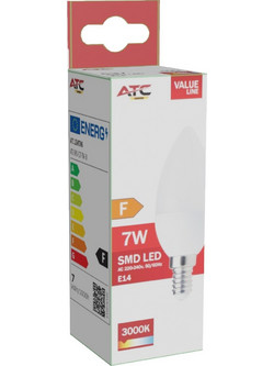 ATC SMD LED Κερί C37 230V 7W/600LM E14 3000K