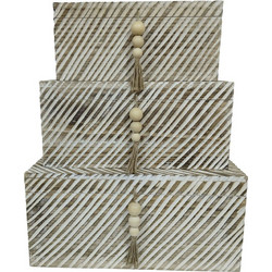 SENGO ΚΟΥΤΙ ΑΠΟΘΗΚΕΥΣΗΣ ΣΕΤ 3ΤΜΧ 64x44x30cm ΞΥΛΟ ΦΥΣΙΚΟ ΛΕΥΚΟ