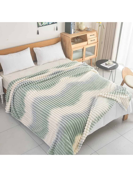 Κουβέρτα Fleece Μονή Δίχρωμη Ριγέ 160X220CM Σχέδιο 02