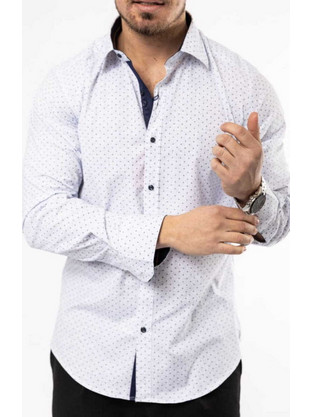 Senior Ανδρικό Πουκάμισο Βαμβακερό Μακρυμάνικο Slim Fit Λευκό 1854